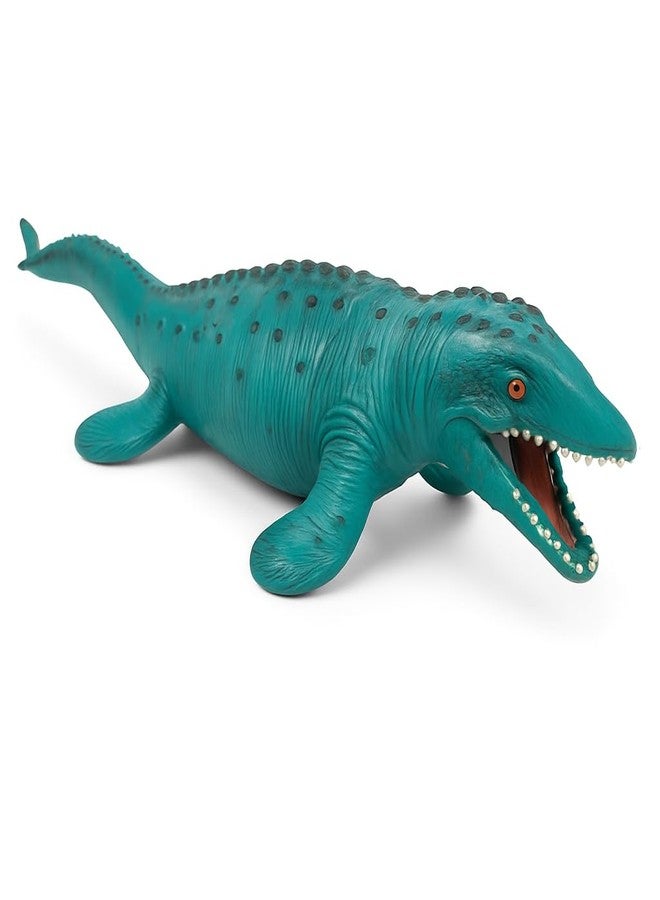 DTR Creation Mosasaurus Dinosaur Toy ? 45 cm Realistic Marine Dino Figure, Teal Green with Black Shading, Soft Rubber Prehistoric Animal Model for Kids - Image 1